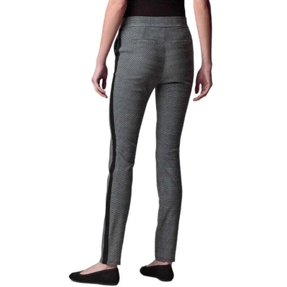 Simply Vera Vera Wang Grey Plaid Polished Twill Skinny Pants Side Stripe XS NEW